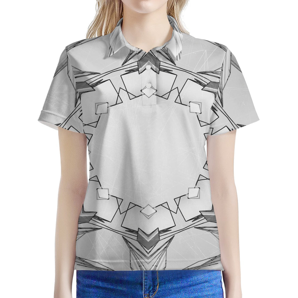 White Kaleidoscope Print Women's Polo Shirt