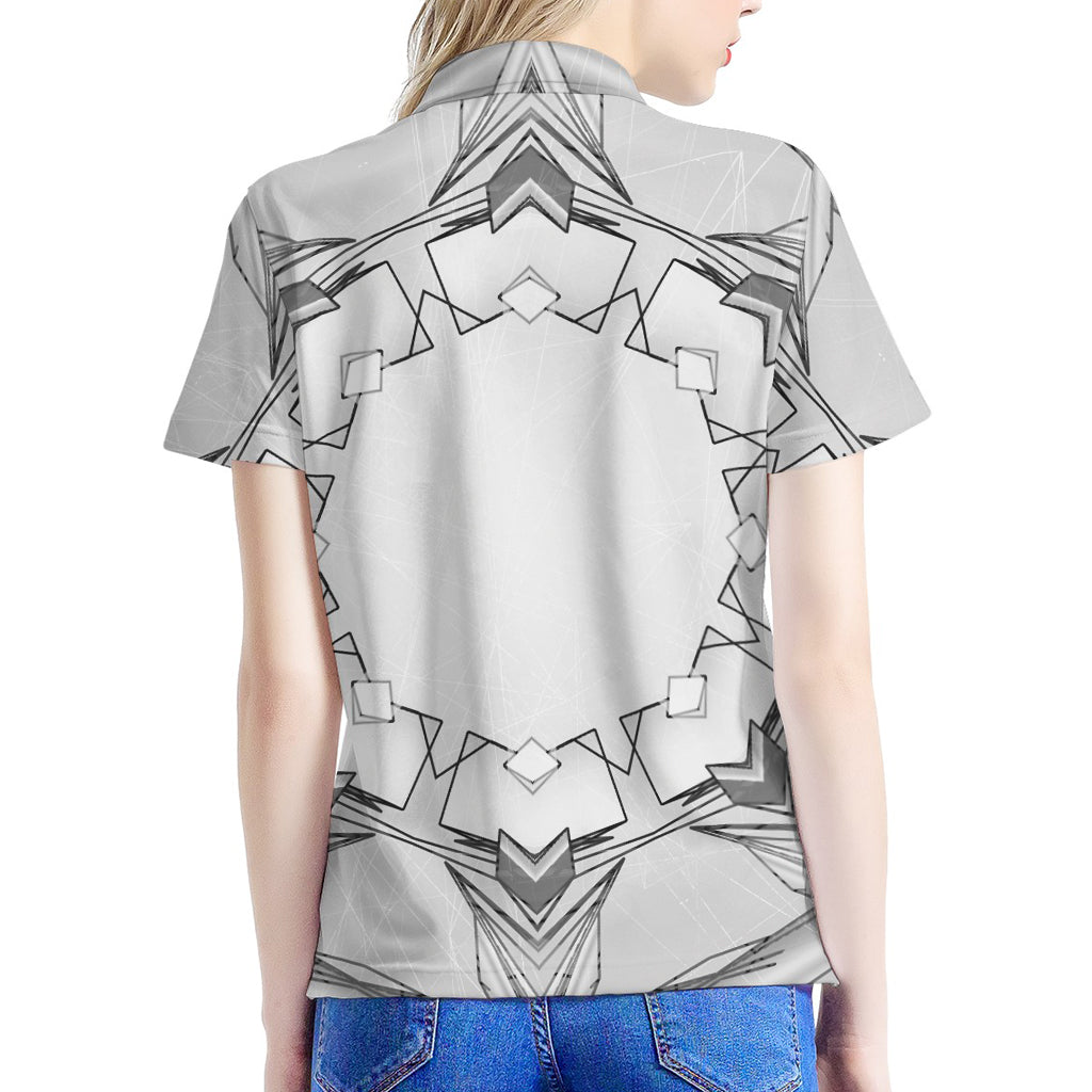 White Kaleidoscope Print Women's Polo Shirt