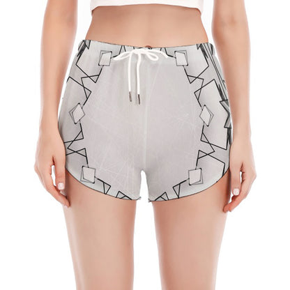 White Kaleidoscope Print Women's Split Running Shorts