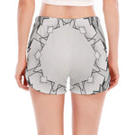 White Kaleidoscope Print Women's Split Running Shorts