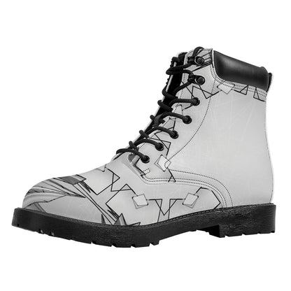 White Kaleidoscope Print Work Boots