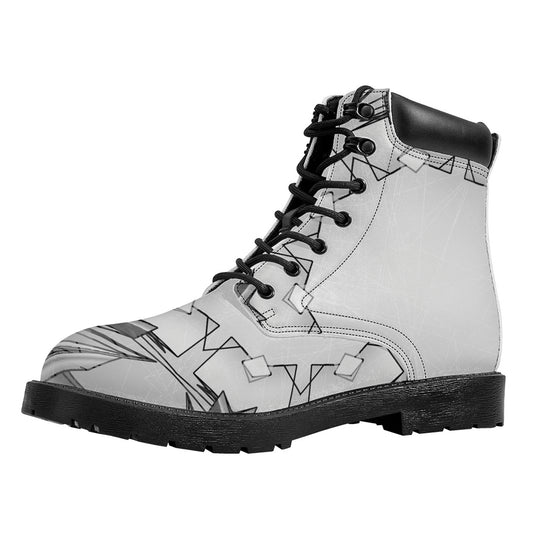 White Kaleidoscope Print Work Boots
