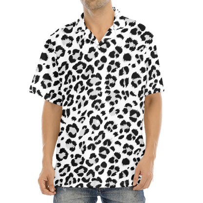 White Leopard Print Aloha Shirt