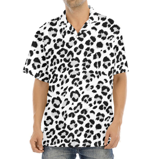 White Leopard Print Aloha Shirt