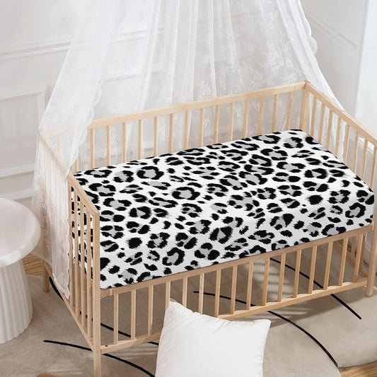 White Leopard Print Baby Crib Sheet