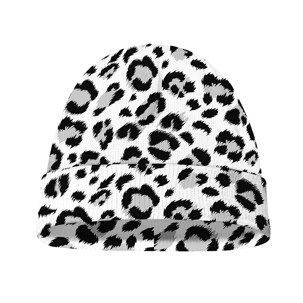 White Leopard Print Beanie