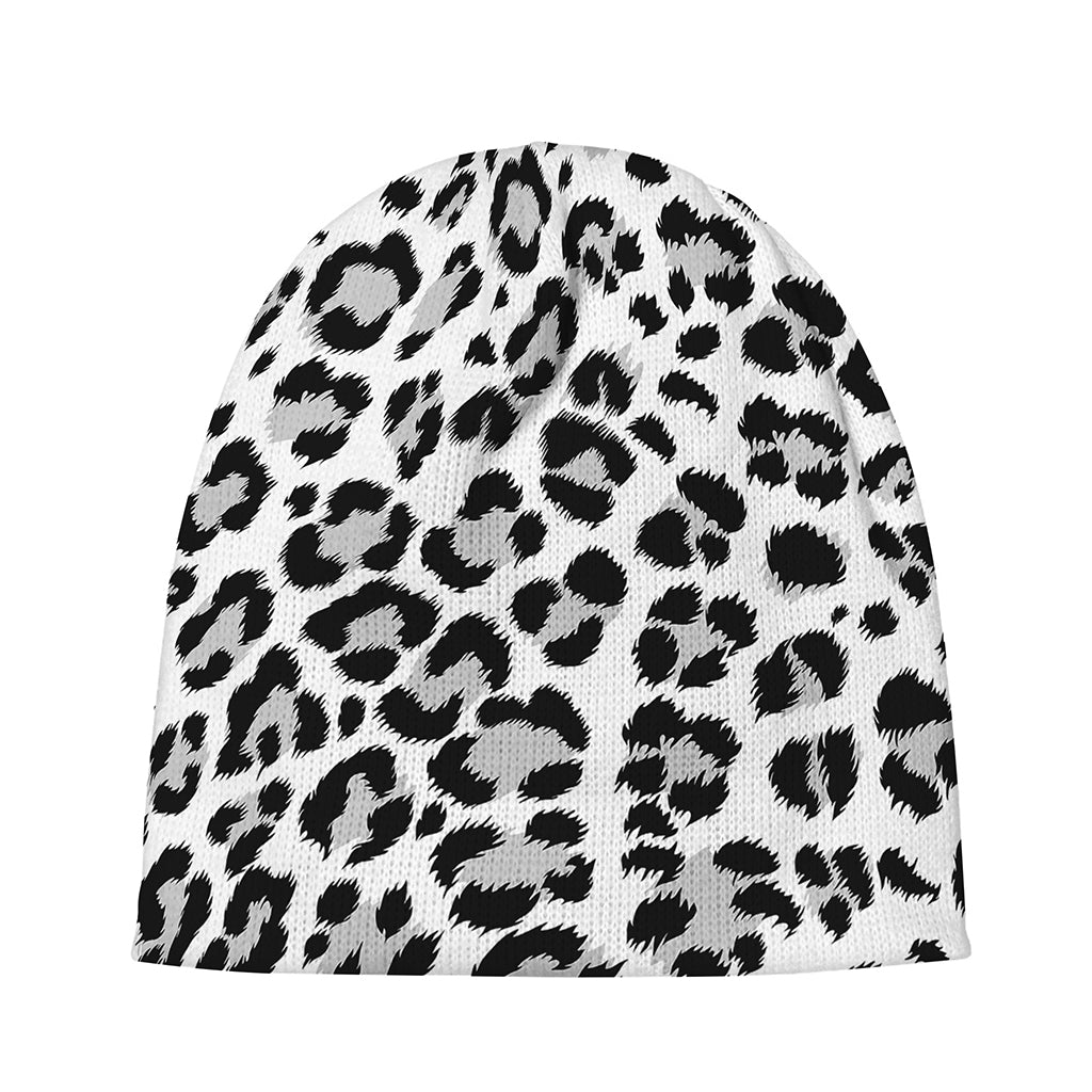 White Leopard Print Beanie