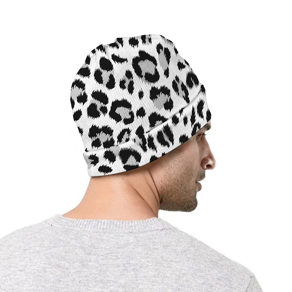 White Leopard Print Beanie