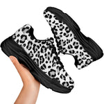 White Leopard Print Black Chunky Shoes