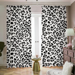 White Leopard Print Blackout Pencil Pleat Curtains