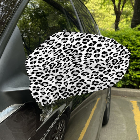 White Leopard Print Car Side Mirror Covers