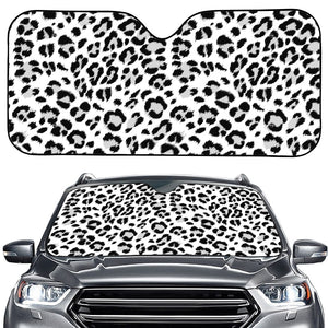 White Leopard Print Car Windshield Sun Shade