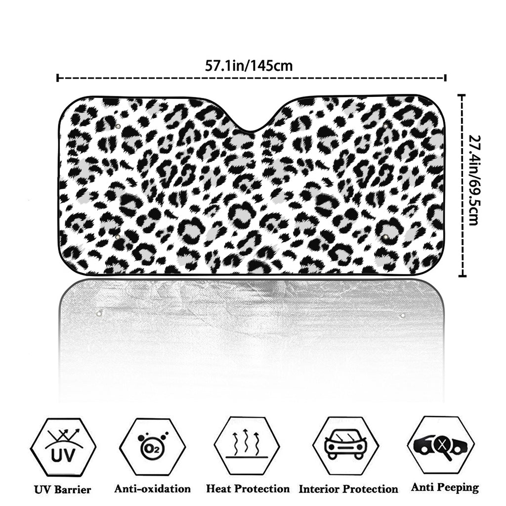 White Leopard Print Car Windshield Sun Shade