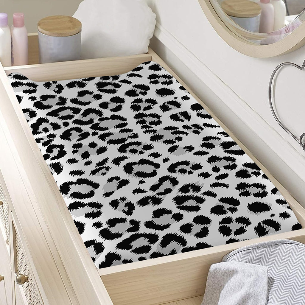 White Leopard Print Changing Pad Cover