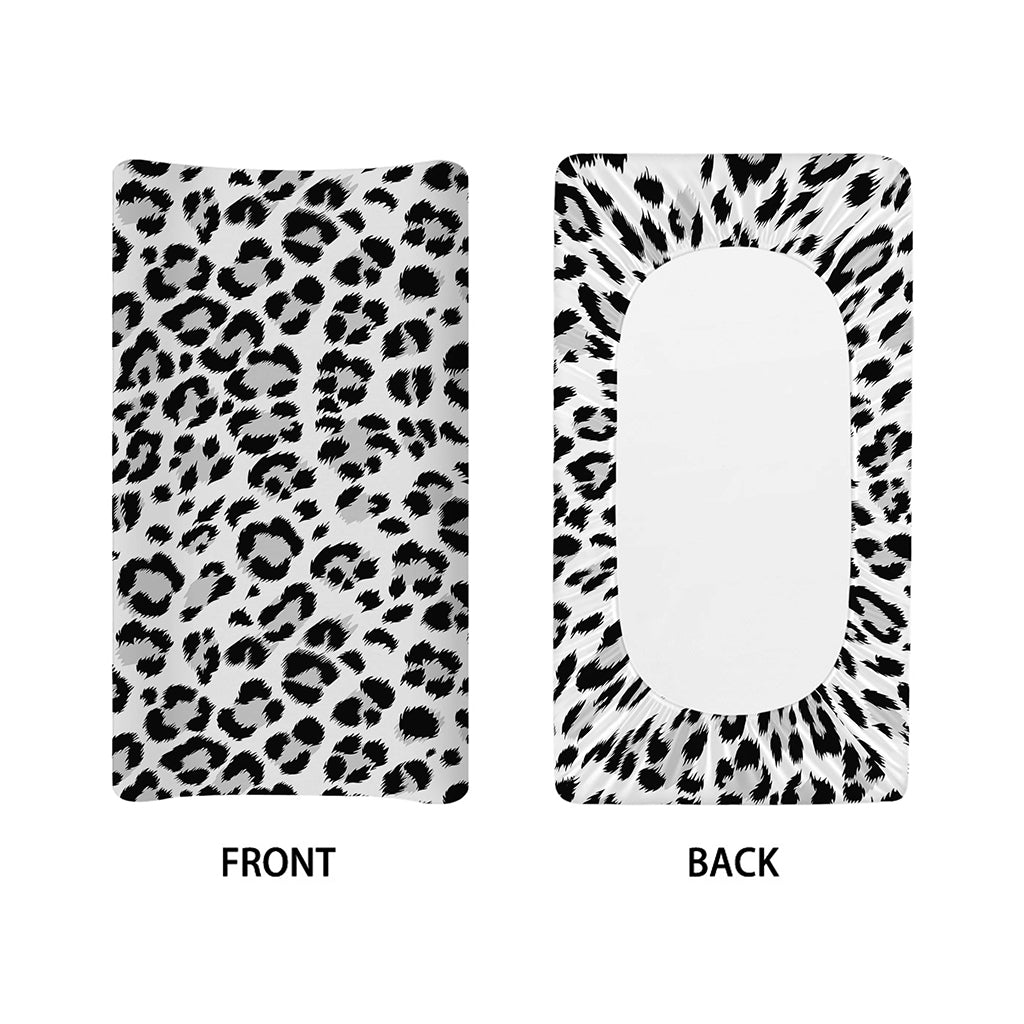 White Leopard Print Changing Pad Cover