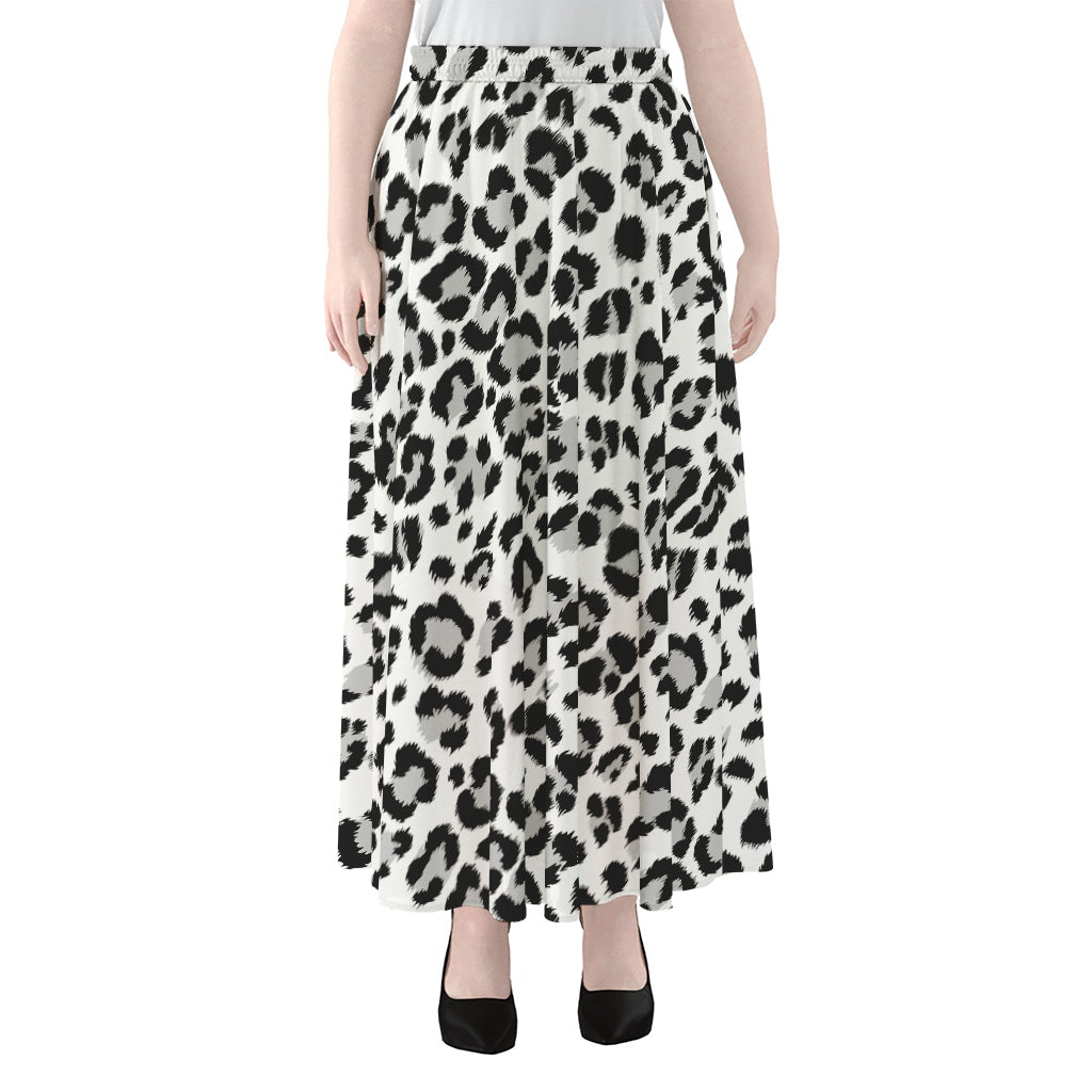 White Leopard Print Chiffon Maxi Skirt