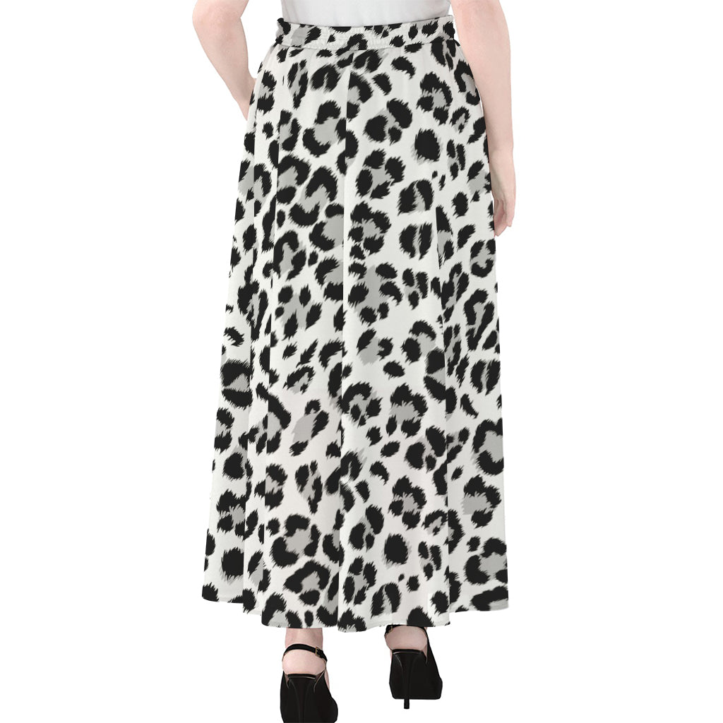 White Leopard Print Chiffon Maxi Skirt