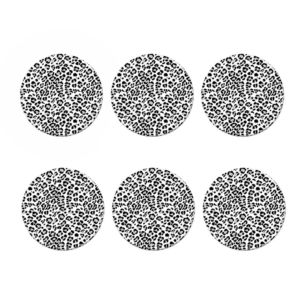 White Leopard Print Coaster Set