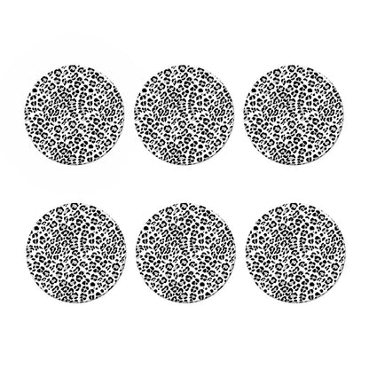 White Leopard Print Coaster Set