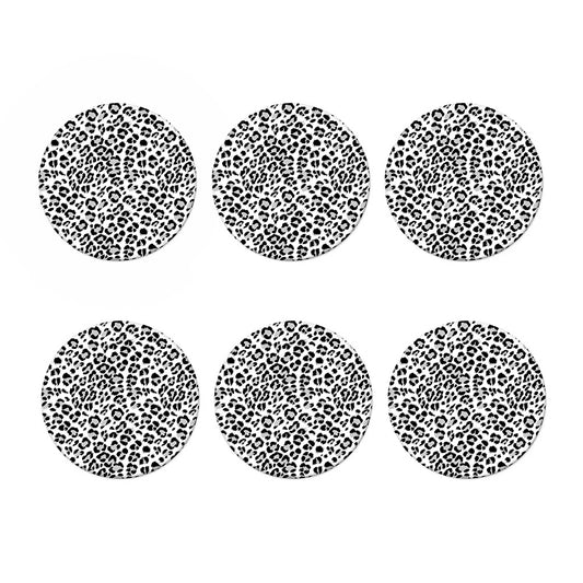 White Leopard Print Coaster Set