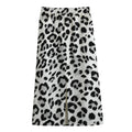White Leopard Print Cotton Front Slit Maxi Skirt