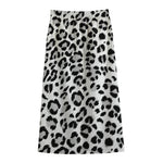 White Leopard Print Cotton Front Slit Maxi Skirt