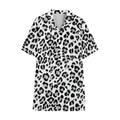 White Leopard Print Cotton Hawaiian Shirt