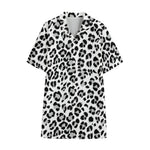 White Leopard Print Cotton Hawaiian Shirt