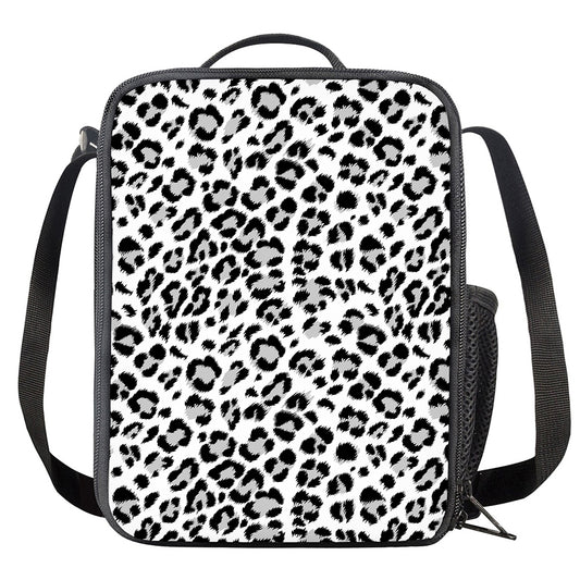 White Leopard Print Crossbody Lunch Bag