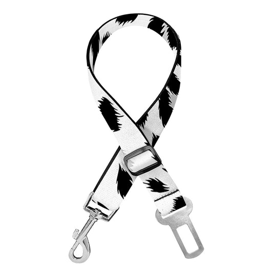 White Leopard Print Dog Seat Belt