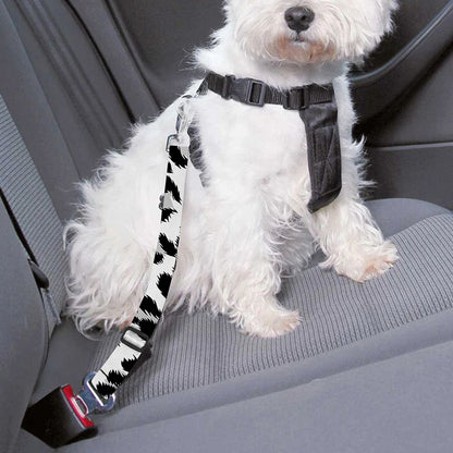 White Leopard Print Dog Seat Belt
