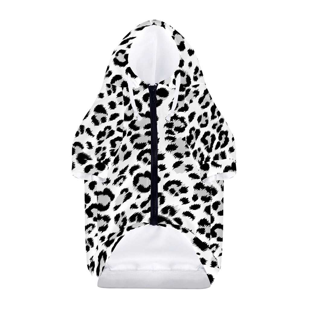 White Leopard Print Dog Zip Up Hoodie