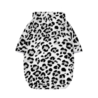 White Leopard Print Dog Zip Up Hoodie