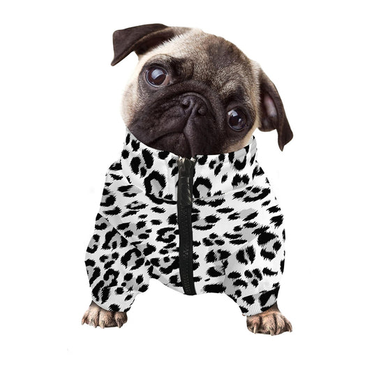 White Leopard Print Dog Zip Up Jacket