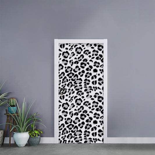 White Leopard Print Door Sticker