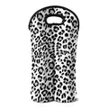 White Leopard Print Double Neoprene Wine Tote