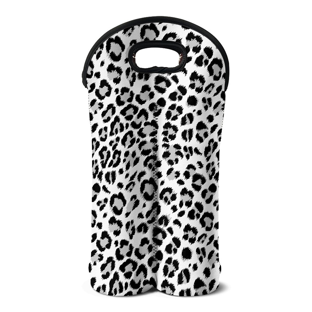 White Leopard Print Double Neoprene Wine Tote