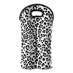 White Leopard Print Double Neoprene Wine Tote
