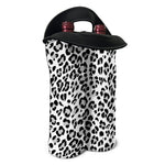 White Leopard Print Double Neoprene Wine Tote