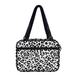 White Leopard Print Double Strap Bible Bag