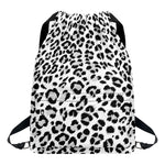 White Leopard Print Drawstring Backpack