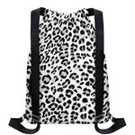 White Leopard Print Drawstring Backpack