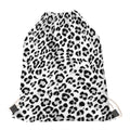 White Leopard Print Drawstring Bag
