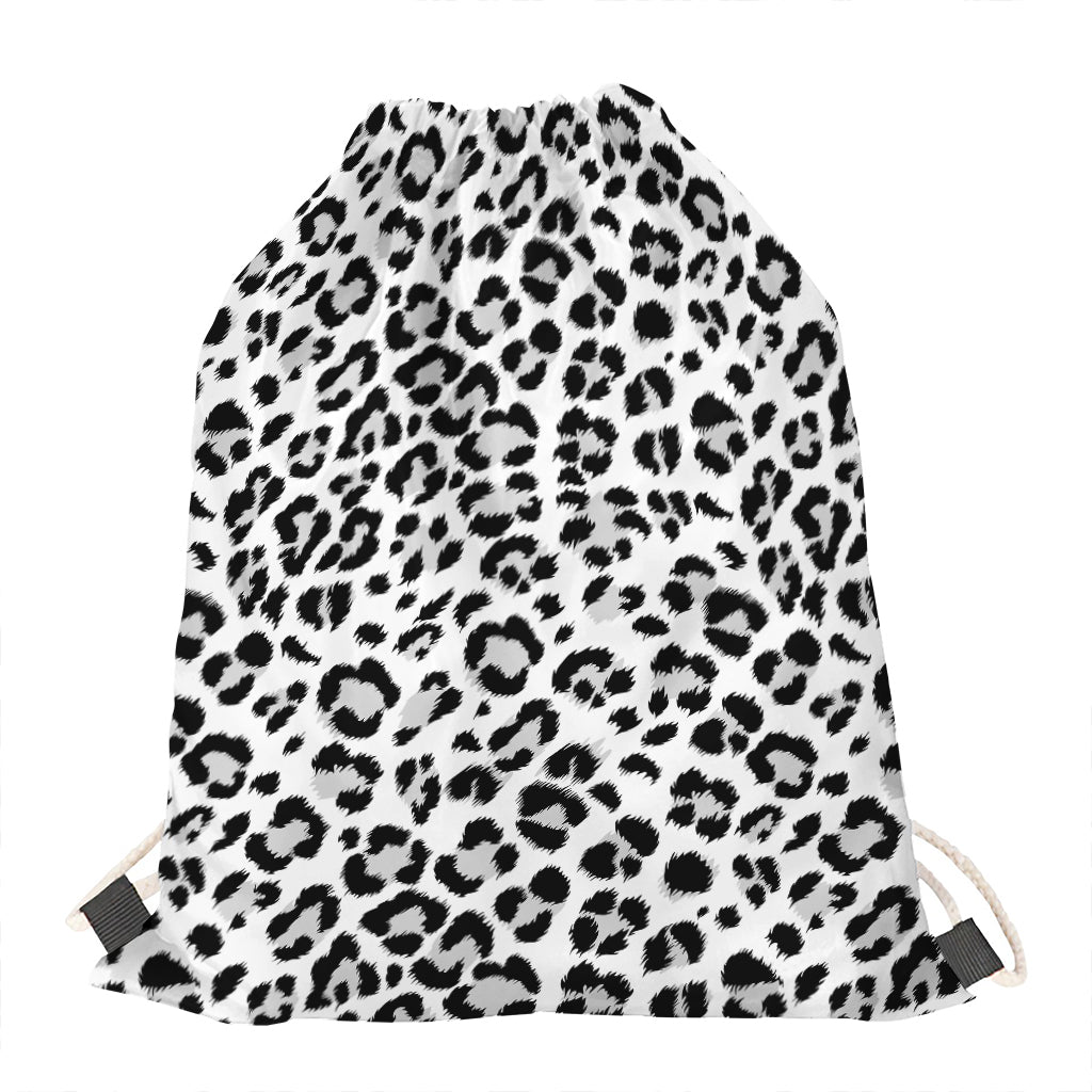 White Leopard Print Drawstring Bag