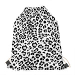 White Leopard Print Drawstring Bag