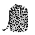 White Leopard Print Drawstring Makeup Bag