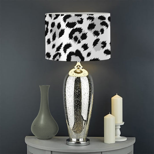 White Leopard Print Drum Lamp Shade