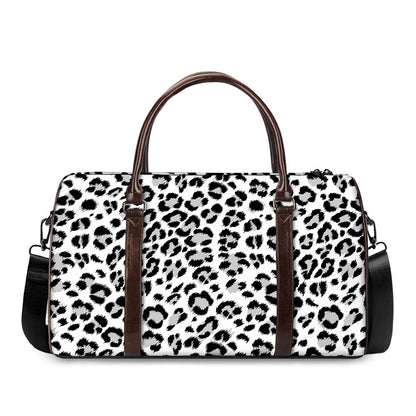 White Leopard Print Duffle Bag