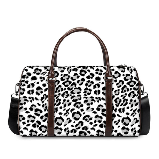 White Leopard Print Duffle Bag