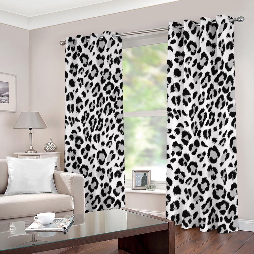 White Leopard Print Extra Wide Grommet Curtains